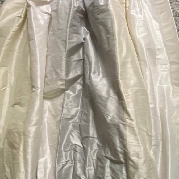 2 Custom 26W x 96L Gray/Ivory LINED Pinch Pleat Silk Curtains - Picture 4 of 9